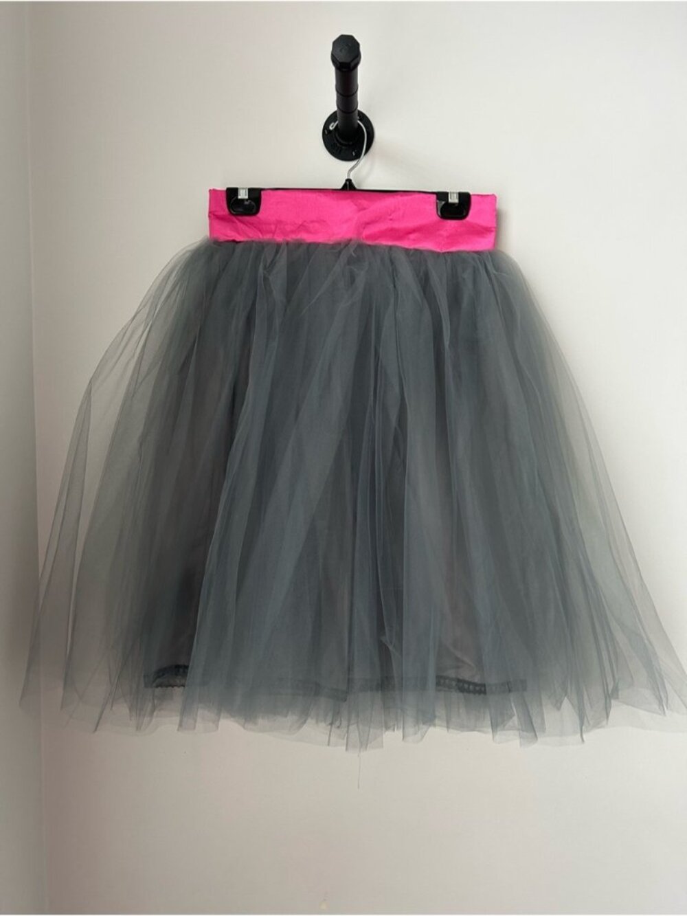 Gray Tulle Skirt with Hot Pink Waistband